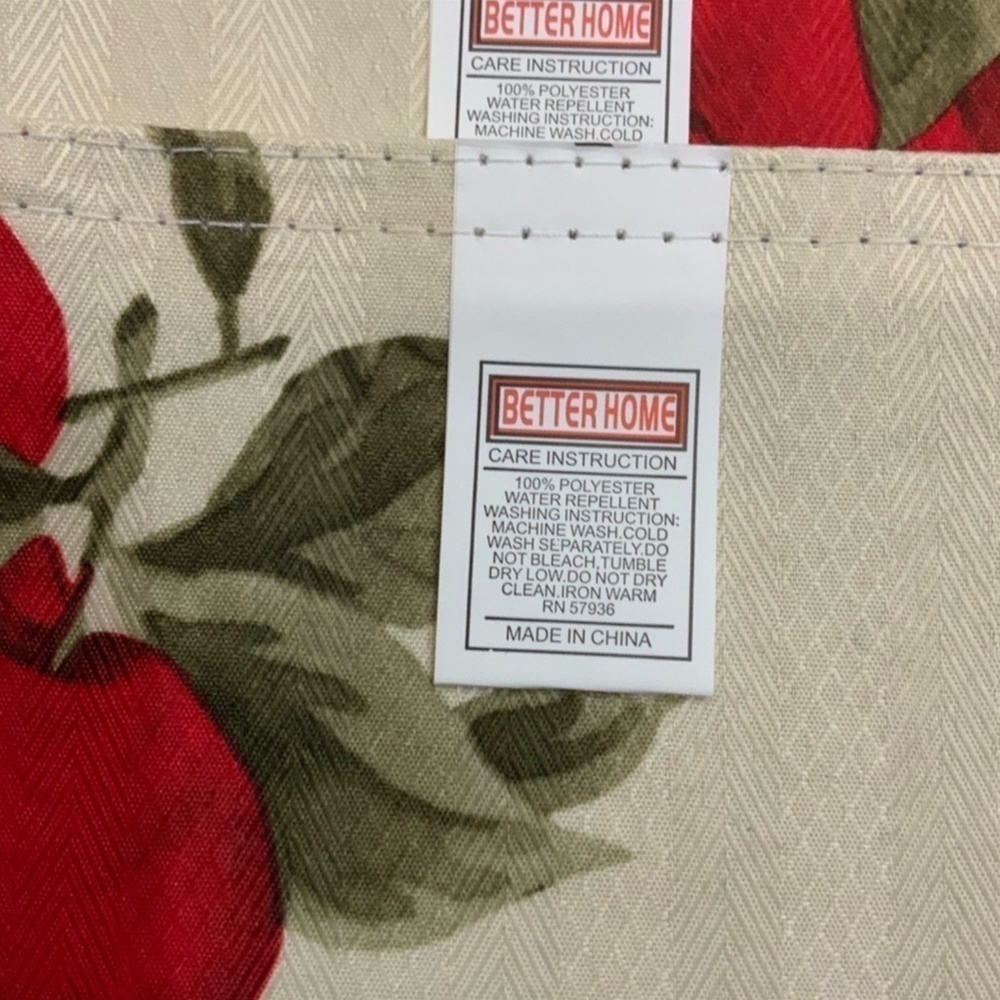 Apple Printed Linen Fabric Placemats Reversible 18” X 12” Cream Red 4 Piece Set - Picture 7 of 12